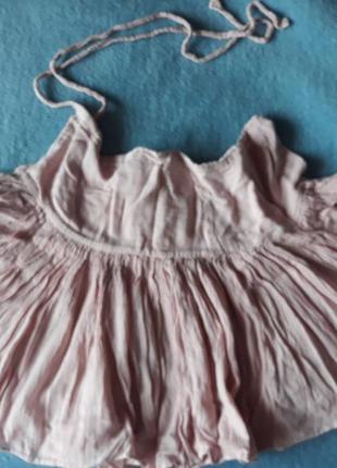 Розовая мини юбка из натуральной жатки