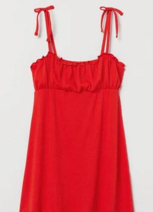 Червона сукня на бретельках сарафан жатка h&m6 фото