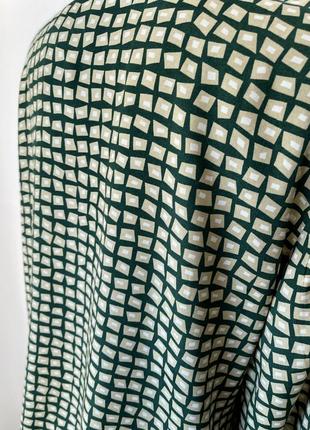 Зеленая рубашка вискоза с геометрическим принтом винтаж5 фото