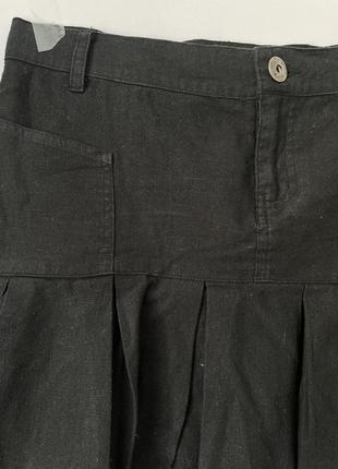 Юбка юбка в стиле 2000х тренд лен короткая мини черная низкая посадка размер l4 фото