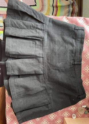 Юбка юбка в стиле 2000х тренд лен короткая мини черная низкая посадка размер l6 фото