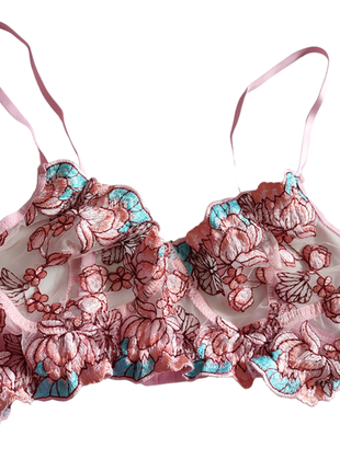 Набор женского белья сексуальное эротическое розовое с вышивкой прозрачная сеточка секси3 фото