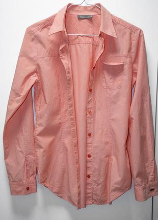 Розовая рубашка mexx лососевого цвета с подворачивающимися рукавами5 фото