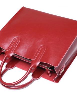 Женская кожаная деловая красная сумка3 фото