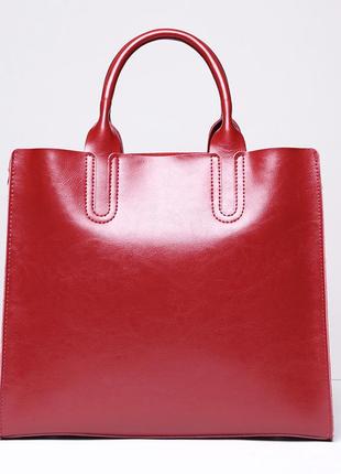 Женская кожаная деловая красная сумка