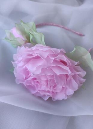 Обруч розовая роза, ободок с розовыми цветами, венчик на праздник, венчик розы3 фото