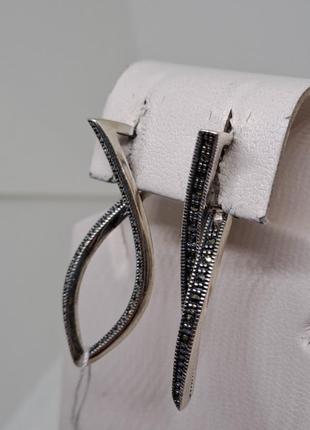 Серьги серебряные с марказитом