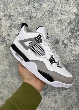 Мужские высокие кроссовки nike air jordan retro 4 all white #найк