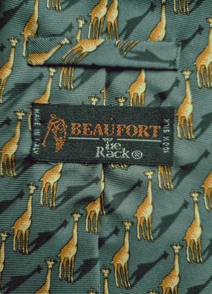 Итальянский шелковый брендовый зеленый галстук от tie rack жираф животного5 фото