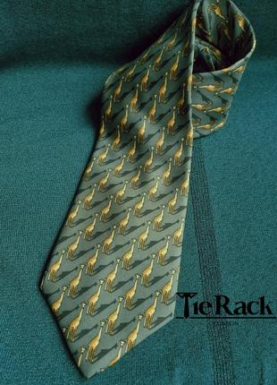 Итальянский шелковый брендовый зеленый галстук от tie rack жираф животного