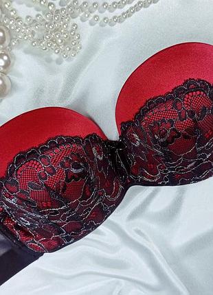 75d / 34d шикарный бюстгальтер балконет пуш ап без бретель анжелика peasocks