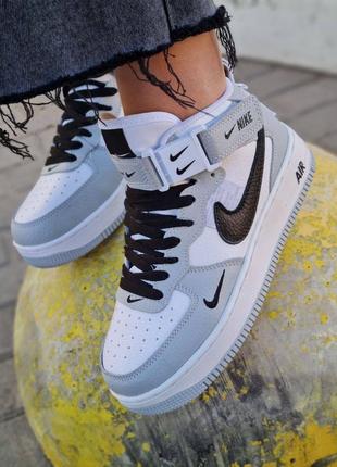 Кроссовки женские nike air force 1 107 mid lv8 utility grey black1 фото