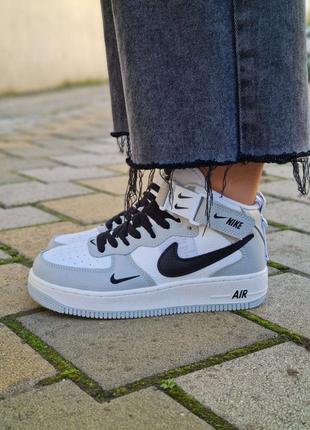 Кроссовки женские nike air force 1 107 mid lv8 utility grey black6 фото