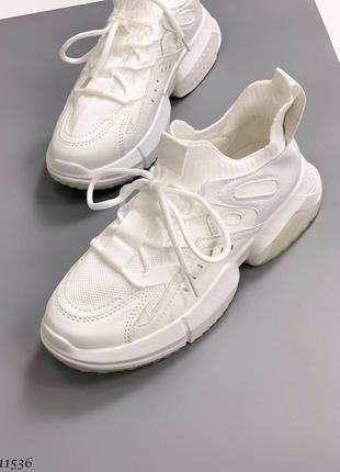 Кроссовки кеды экокожа обувной текстиль белый