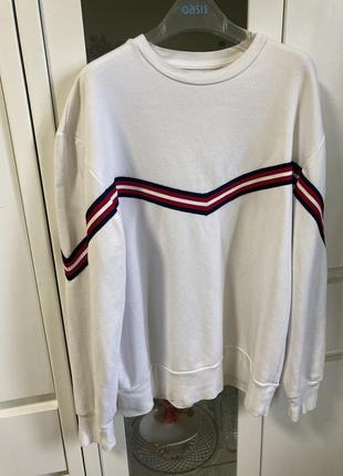 Topman турция белый с полосой свитшот хлопок