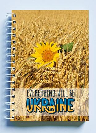 Скетчбук sketchbook (блокнот) для рисования с патриотическим принтом "everything will be 49ainе.