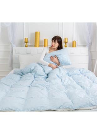 Одеяло mirson набор пуховый №2110 bio-blue зима 90% пух одеяло 155х215 + подушка 50х70 упругая (2200003023237)6 фото