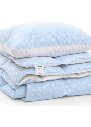 Одеяло mirson набор пуховый №2110 bio-blue зима 90% пух одеяло 155х215 + подушка 50х70 упругая (2200003023237)10 фото