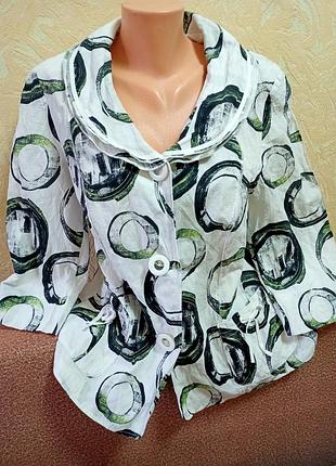 Пиджак хлопковый зеленые круги на белом