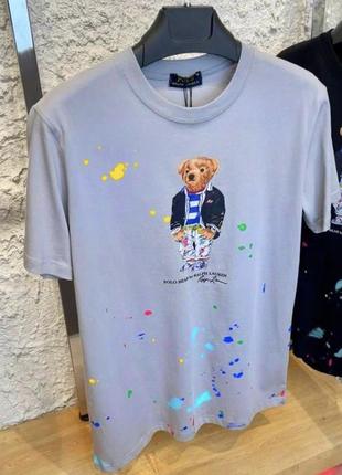 Чоловіча футболка ralph lauren / футболка з принтом поло сіра