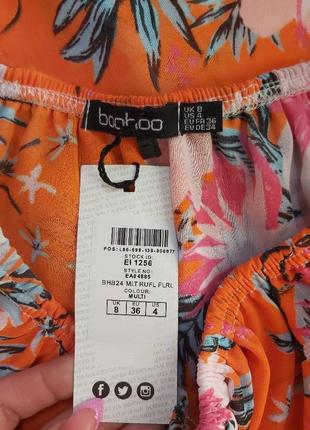 Фирменное boohoo с биркой летнее шифоное платье 2в 1 с открытыми плечиками, размер хс-с5 фото