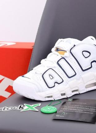 Кросівки чоловічі, жіночі високі баскетбольні nike air more uptempo, білі, найк аптемпо