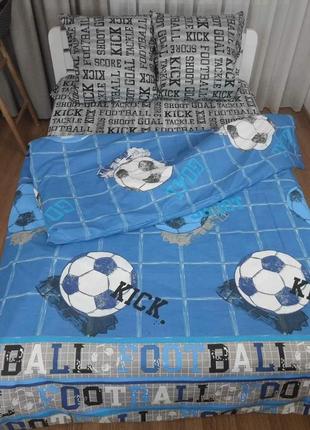 Дитяче ліжко футбол полуторний комплект дитячої постільної білизни синій1 фото