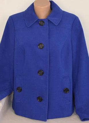 Брендовое синее демисезонное пальто полупальто с карманами marks&spencer этикетка1 фото