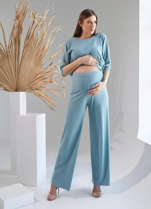 👑vip👑 костюм для беременных хлопковый костюм джемпер и брюки палаццо3 фото