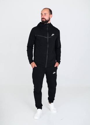 Брендовий чоловічий спортивний костюм nike/якісний костюм nike tech fleece в чорному кольорі