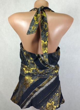 Кофта блузка топ жилетка золотая синяя на завязках4 фото