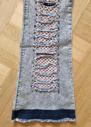 Продам жіночі джинси р.44-46 з орнаментом і бісером7 фото