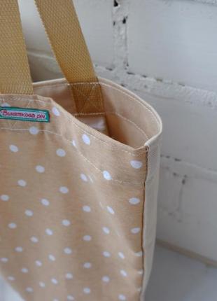 Еко сумка для покупок ,бежева/горошок,сумка-пакет, еко-торба, шоппер4 фото