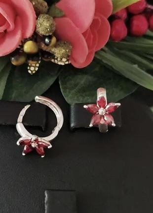 Серьги серебро 925 сережки серебряные цветочек 22022