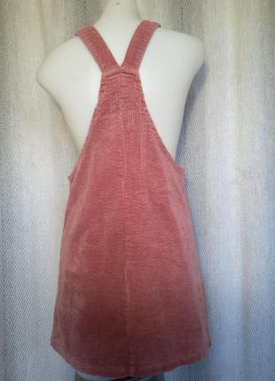 Брендовый пудровый вельветовый сарафан, женское, подростковое платье.2 фото
