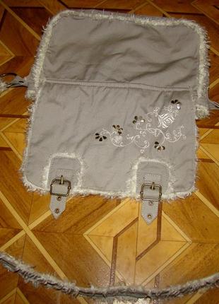 Оригинальная сумка (мех+плотный текстиль+вышивка)5 фото