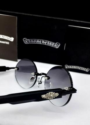 Chrome hearts очки унисекс солнцезащитные черные овальные с градиентом дужки черное дерево9 фото