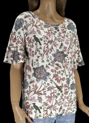 Брендовая трикотажная блузка "next" с растительным принтом. размер uk14/eur42.