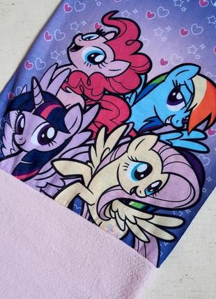 Бафф шарф my little pony розово-голубой трикотажный с флисом  хомут снуд балаклава2 фото