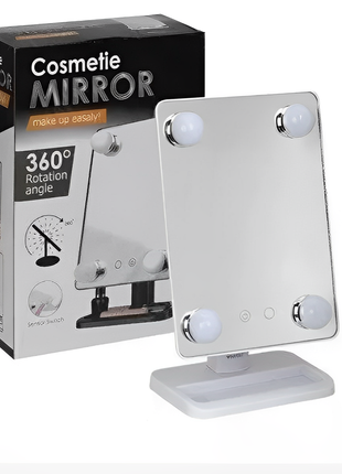 Компактне дзеркало з підсвіткою для макіяжу mch cosmetie mirror 360 rotation angel з led-підсвіткою2 фото