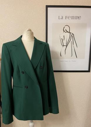 Зелёный пиджак двубортный жакет качество reiss7 фото
