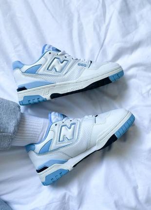 Кросівки чоловічі / жіночі білі з шкіри new balance 550 white university blue