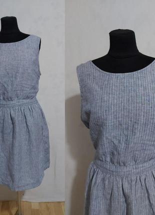 Платье в мелкую полоску из 100%- льна mango casualwears2 фото
