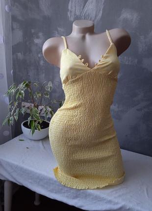 Платье 👗резинка bershka сукня жатка5 фото