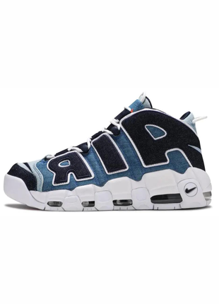 Мужские кроссовки nike air more uptempo denim blue.