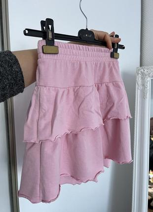Трикотажная юбка с рюшами. нарядная юбка мини. юбка с оборками2 фото