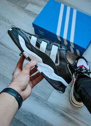 Кожаные мужские кроссовки Infant adidas niteball black. кожаные кроссовки2 фото
