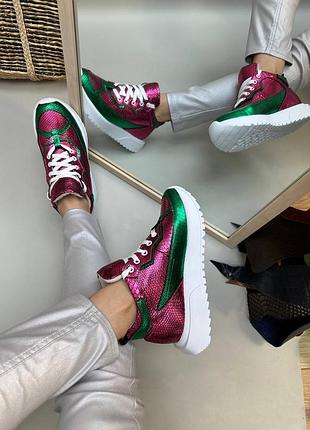 Эксклюзивные кроссовки с блестящей кожи много цветов