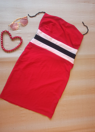 Эффектное яркое красное платье s-m