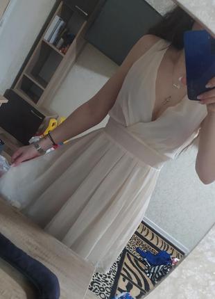 Новое коктельное шифоновое персиковое платье